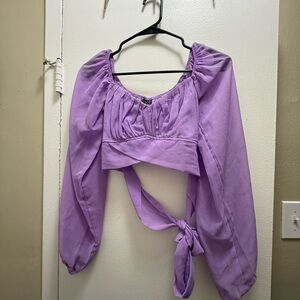 Chic Lavender Blouse with Tie-Front